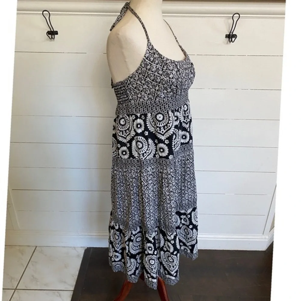 Michael Kors‎ Black White Floral Tiered Halter Midi Dress - M EUC - Picture 4 of 15